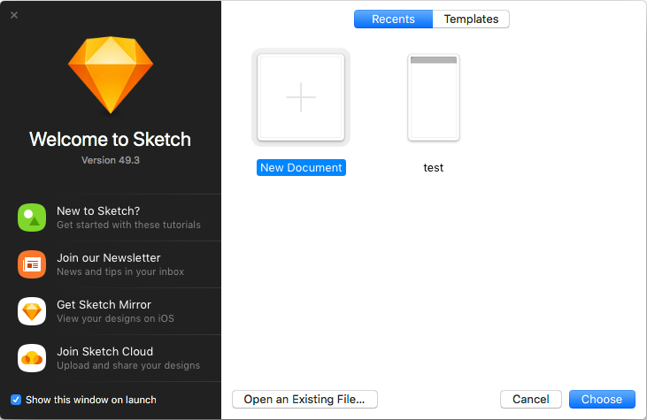 sketchapp 메인화면